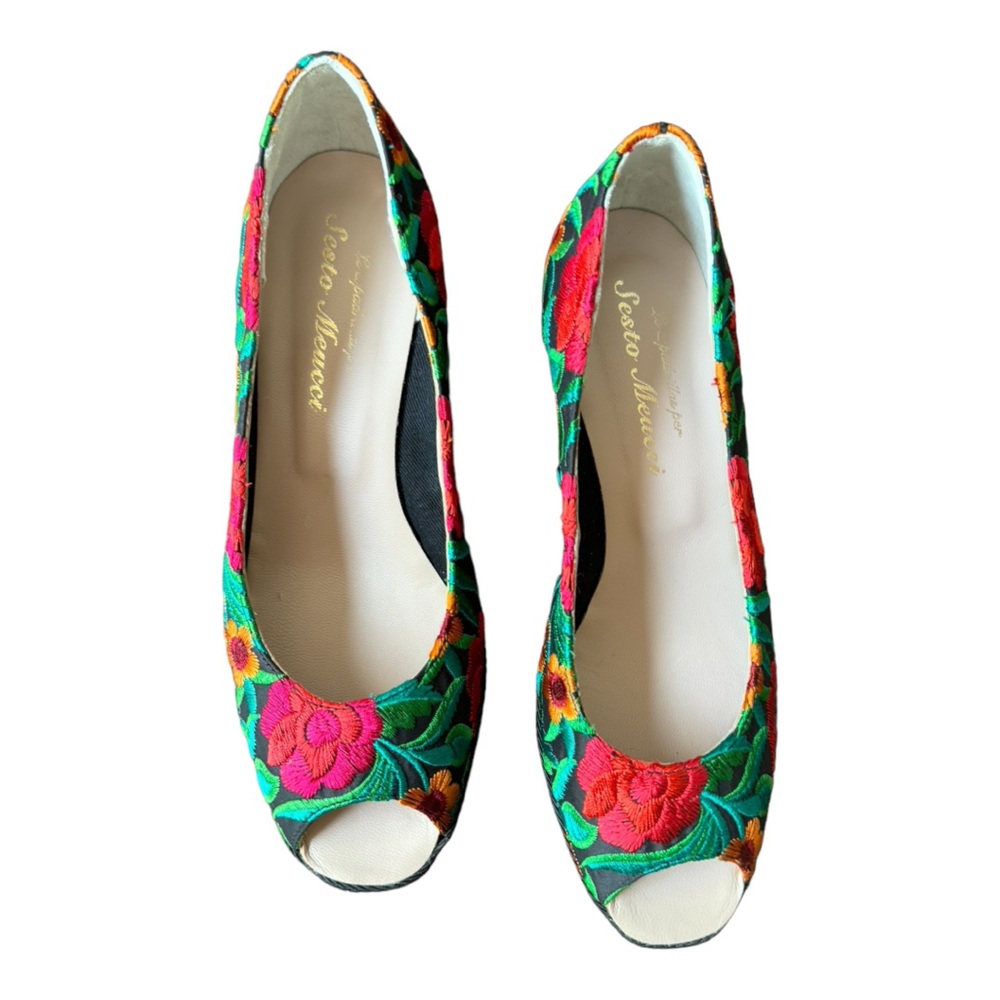 Sesto Meucci|Bali Takumi Floral Peep-Toe Wedge Espadrille Sandal.